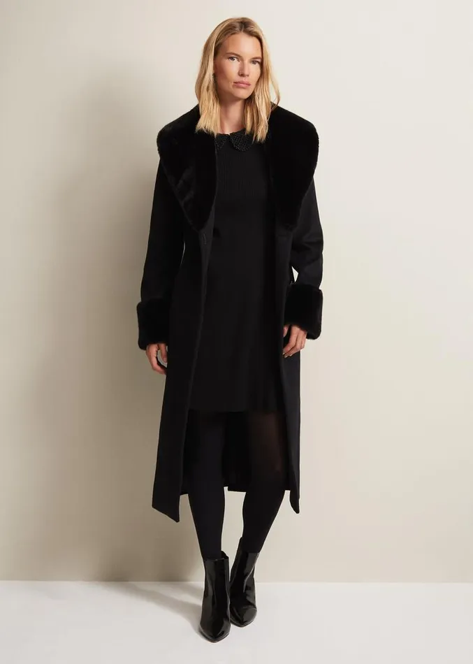 Evelyn Black Ribbed Mini Dress Black Women Phase Eight Dresses