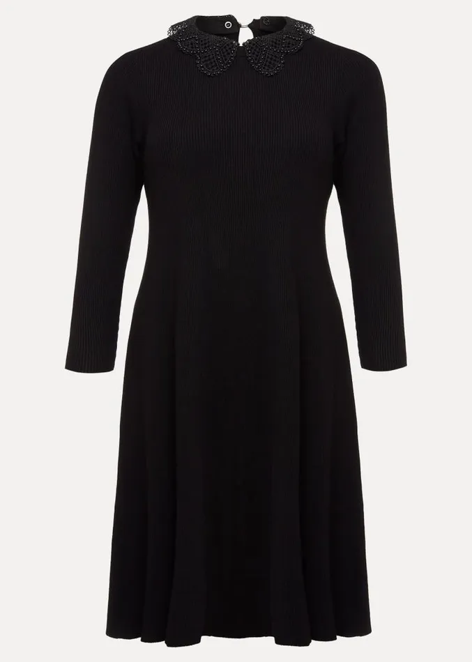 Evelyn Black Ribbed Mini Dress Black Women Phase Eight Dresses