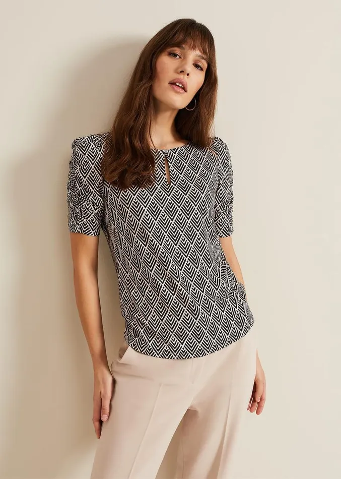 Evelyn Geo Print Top Blackmulti Women Phase Eight Tops and TShirts