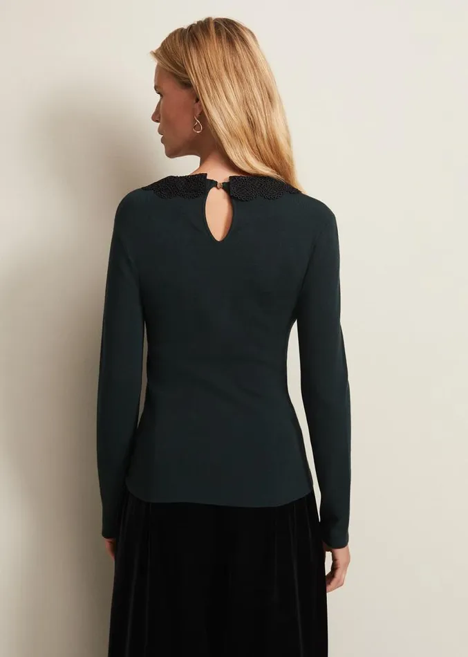 Evelyn Green Fine Knit Top Forest Women Phase Eight Tops and TShirts