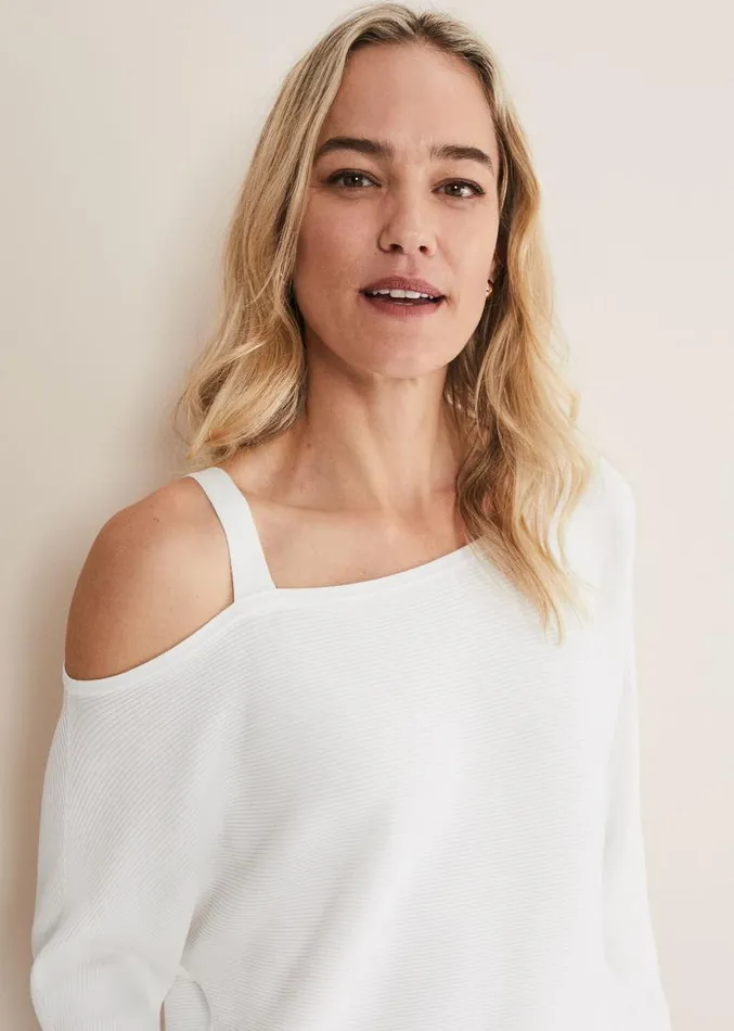 Evie One Shouler Ripple Knit Ivory Women Phase Eight Knitwear