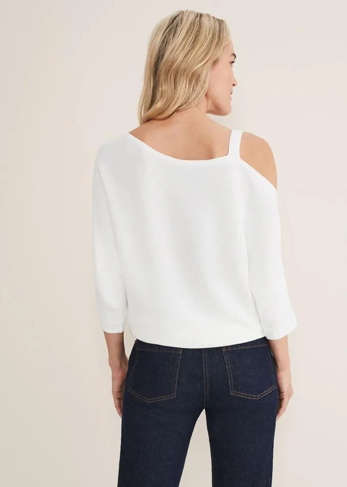 Evie One Shouler Ripple Knit Ivory Women Phase Eight Knitwear
