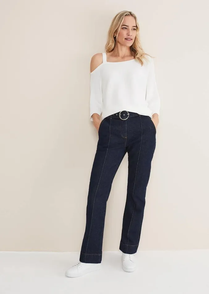 Evie One Shouler Ripple Knit Ivory Women Phase Eight Knitwear