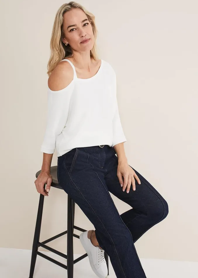 Evie One Shouler Ripple Knit Ivory Women Phase Eight Knitwear