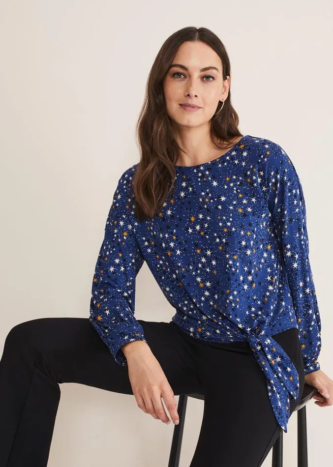 Felisity Star Tie Top Blue Women Phase Eight Tops and TShirts