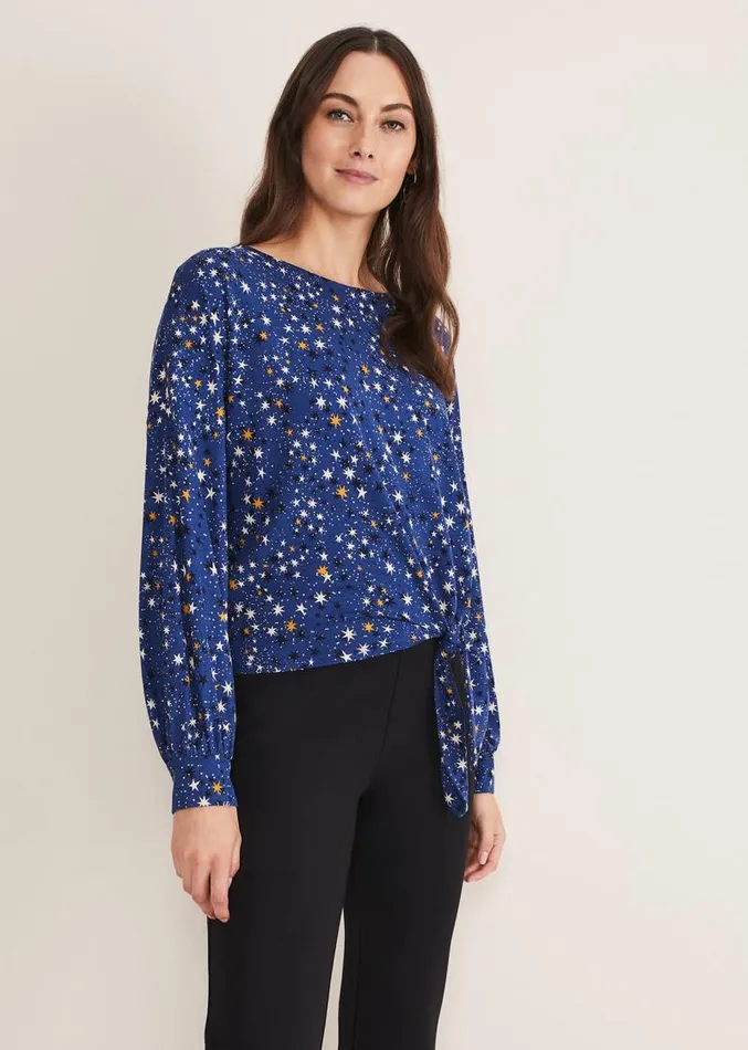 Felisity Star Tie Top Blue Women Phase Eight Tops and TShirts