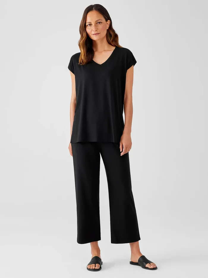 Fine Jersey Square Top Black Women Eileen Fisher Tops and Tees