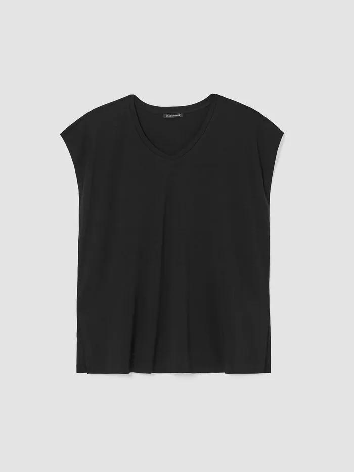 Fine Jersey Square Top Black Women Eileen Fisher Tops and Tees