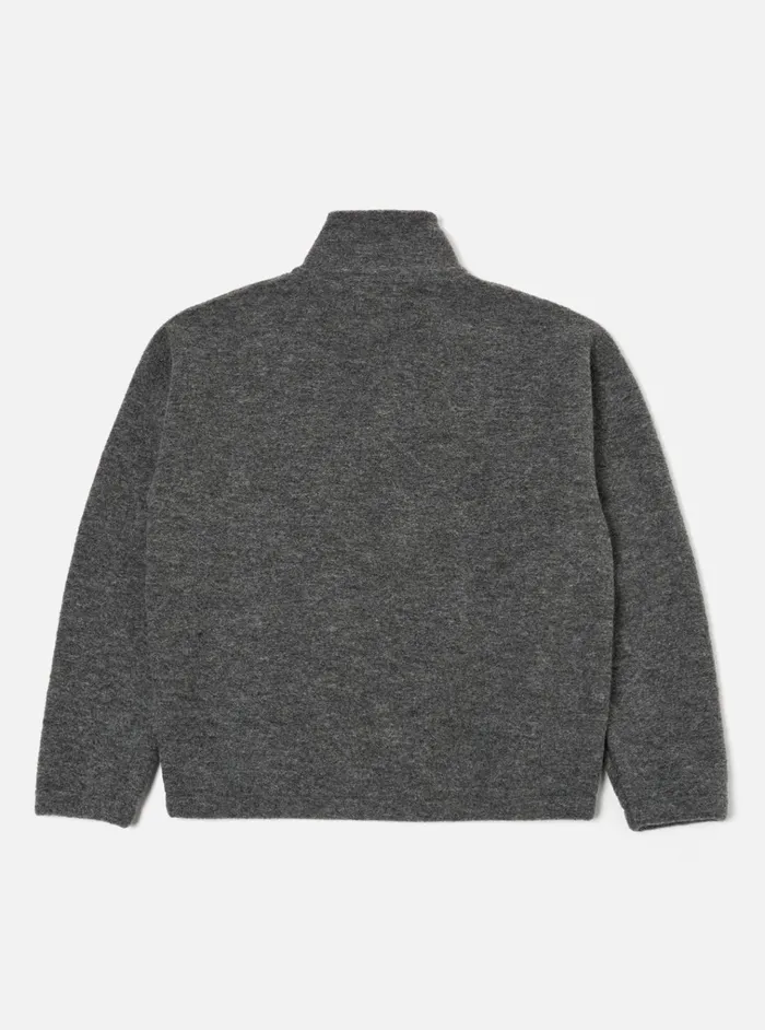 Fleece Men Universal Works Universal Works Ramsay Quarter Zip In Grey Marl Wool Fleece