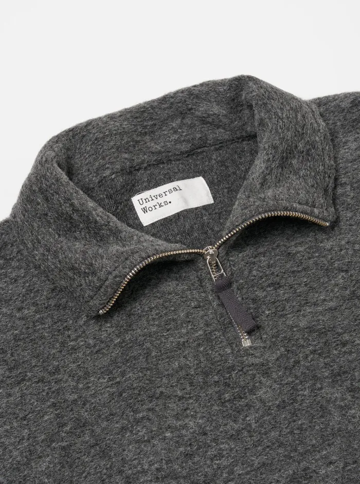 Fleece Men Universal Works Universal Works Ramsay Quarter Zip In Grey Marl Wool Fleece