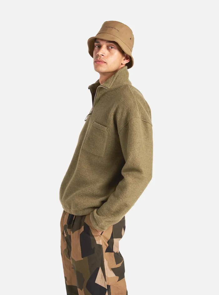Fleece Men Universal Works Universal Works Ramsay Quarter Zip In Lovat Wool Fleece