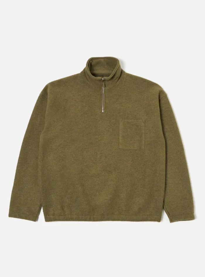 Fleece Men Universal Works Universal Works Ramsay Quarter Zip In Lovat Wool Fleece