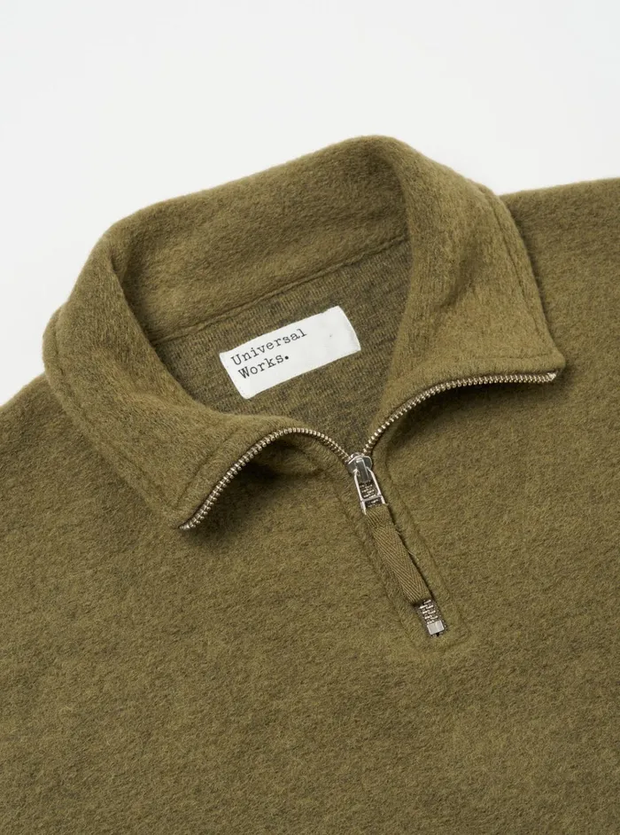 Fleece Men Universal Works Universal Works Ramsay Quarter Zip In Lovat Wool Fleece