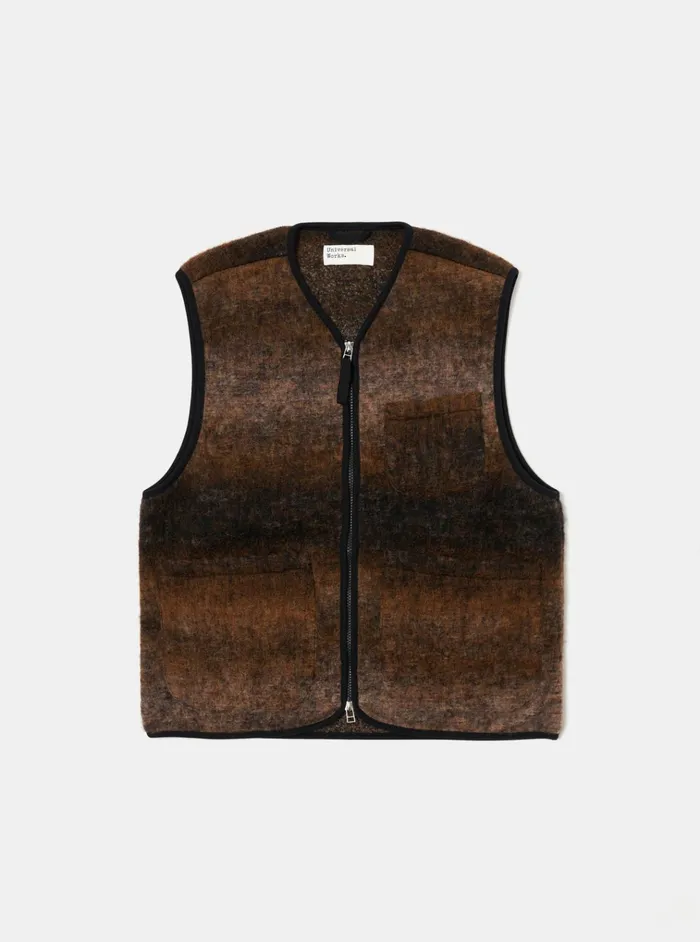 Fleece Men Universal Works Universal Works Zip Gilet In Brown Ombre Fleece
