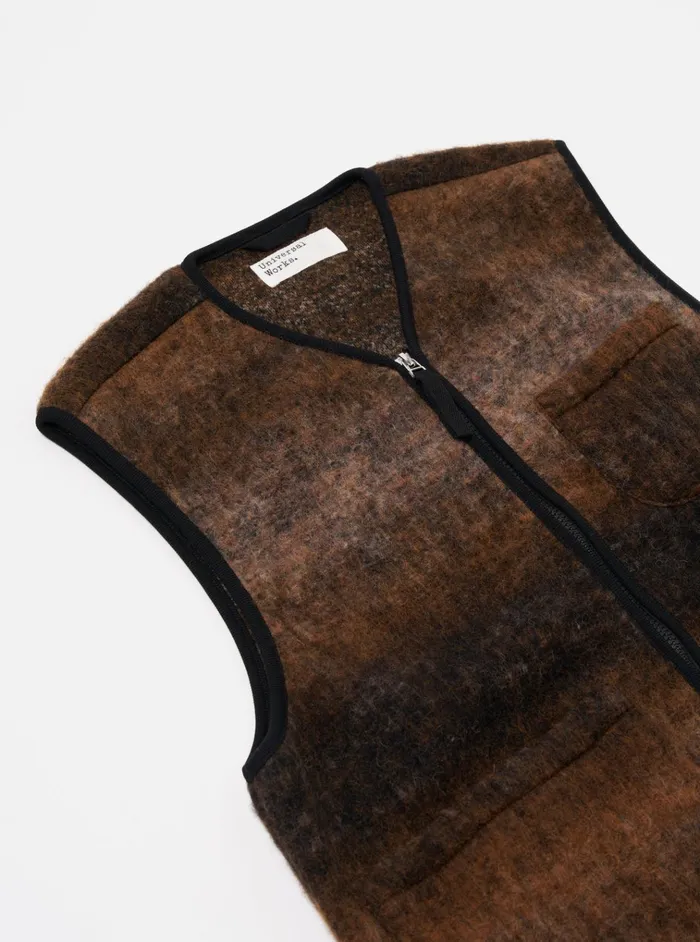Fleece Men Universal Works Universal Works Zip Gilet In Brown Ombre Fleece