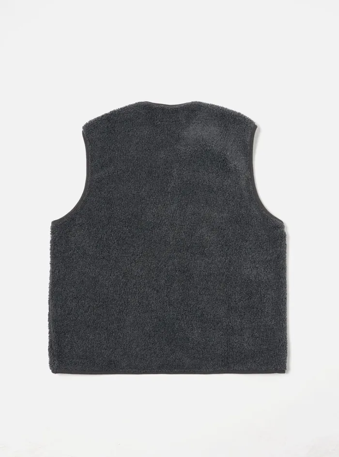 Fleece Men Universal Works Universal Works Zip Gilet In Charcoal Mountain Fleece