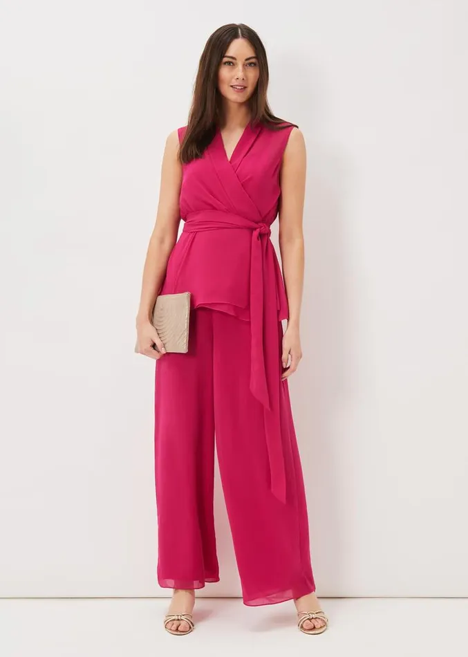 Florentine Chiffon Trousers Magenta Pink Women Phase Eight Trousers