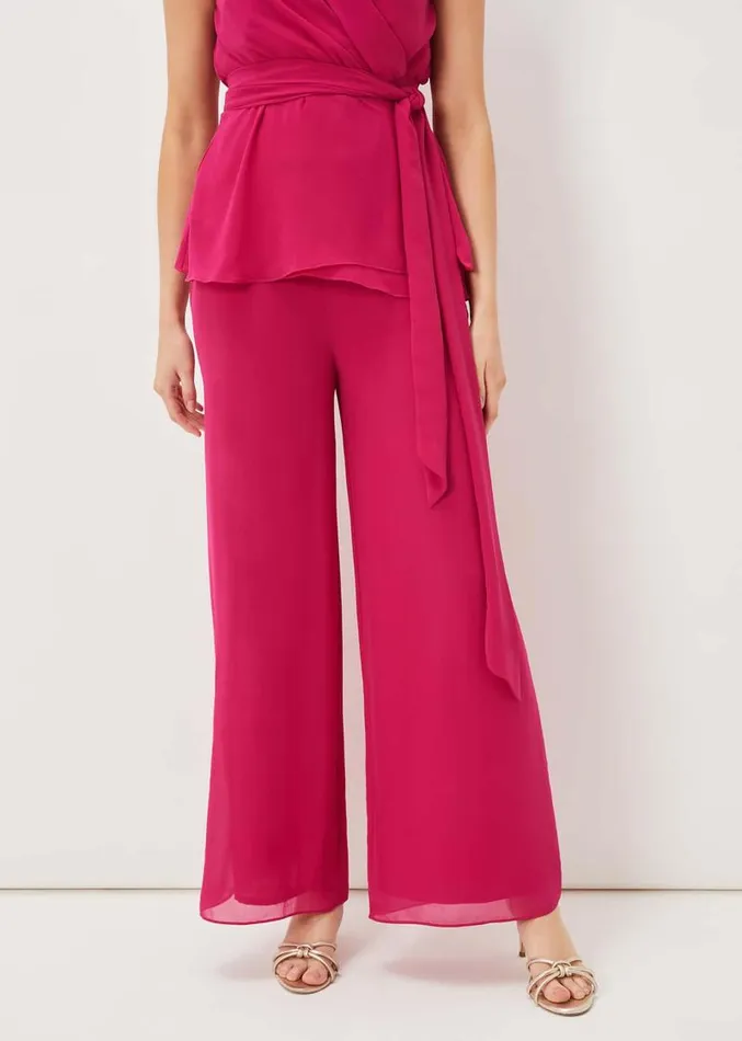 Florentine Chiffon Trousers Magenta Pink Women Phase Eight Trousers