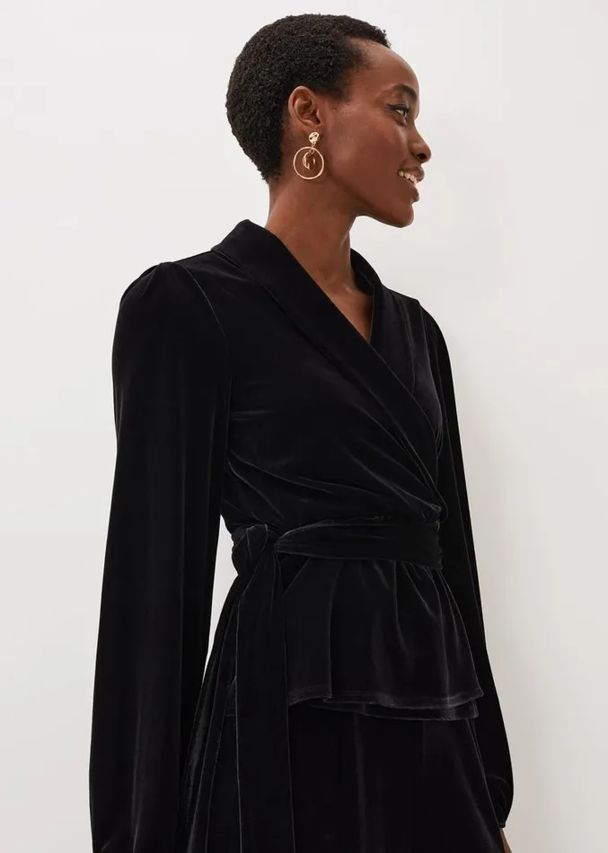 Florentine Velvet CoOrd Top Black Women Phase Eight Tops and TShirts
