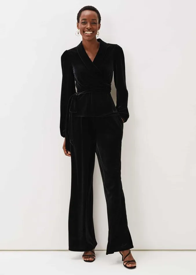 Florentine Velvet CoOrd Top Black Women Phase Eight Tops and TShirts