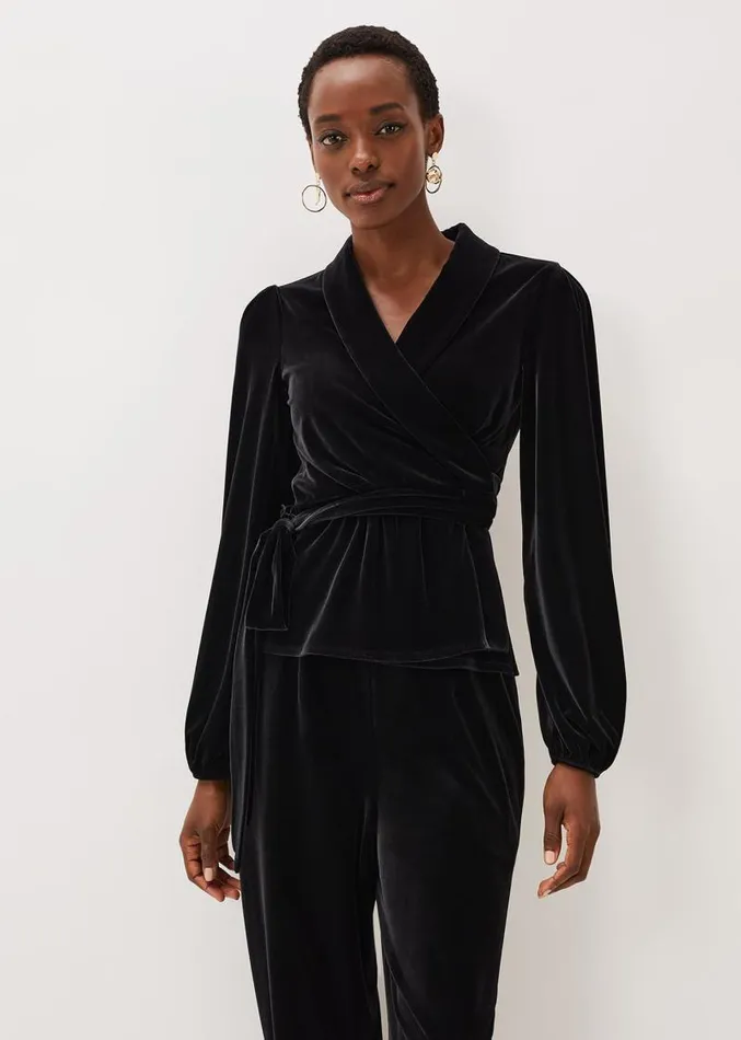 Florentine Velvet CoOrd Top Black Women Phase Eight Tops and TShirts