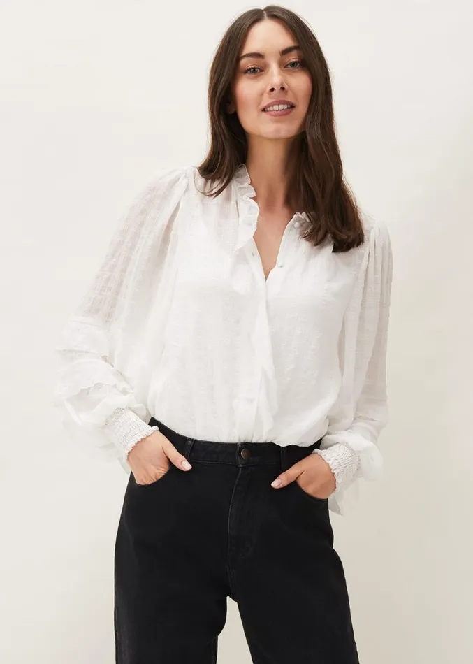 Florina Ruffle Blouse Ivory Women Phase Eight Shirts and Blouses