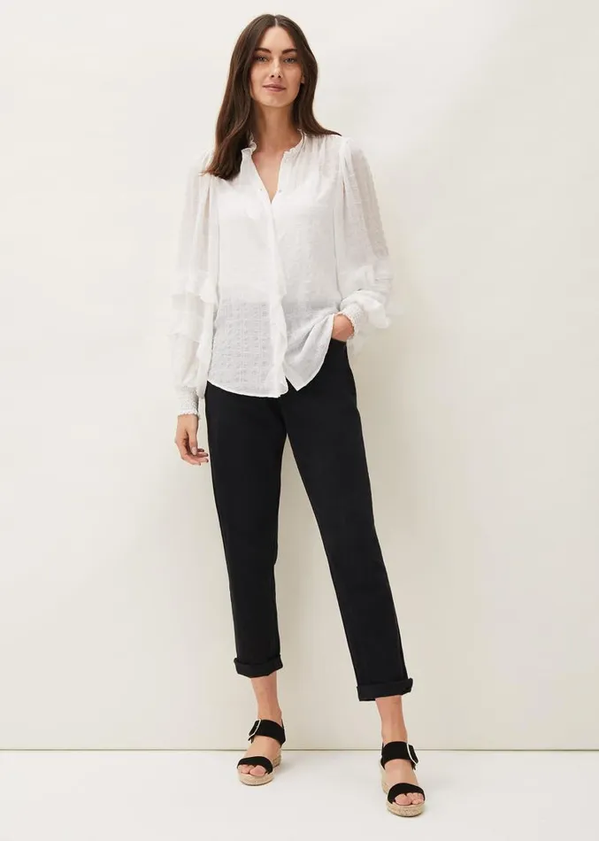 Florina Ruffle Blouse Ivory Women Phase Eight Shirts and Blouses