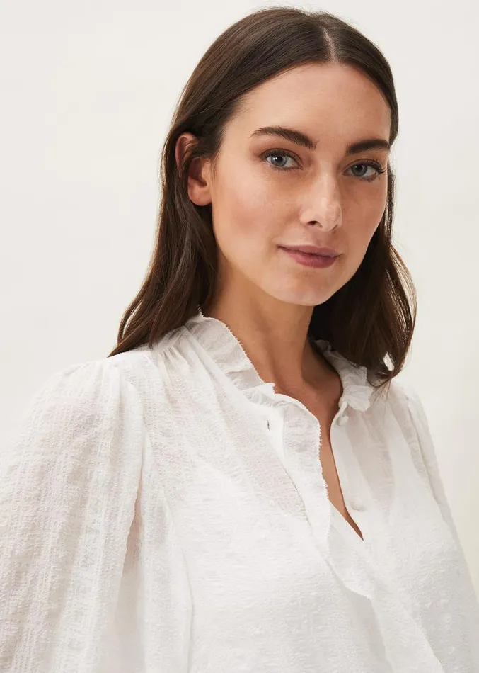 Florina Ruffle Blouse Ivory Women Phase Eight Shirts and Blouses