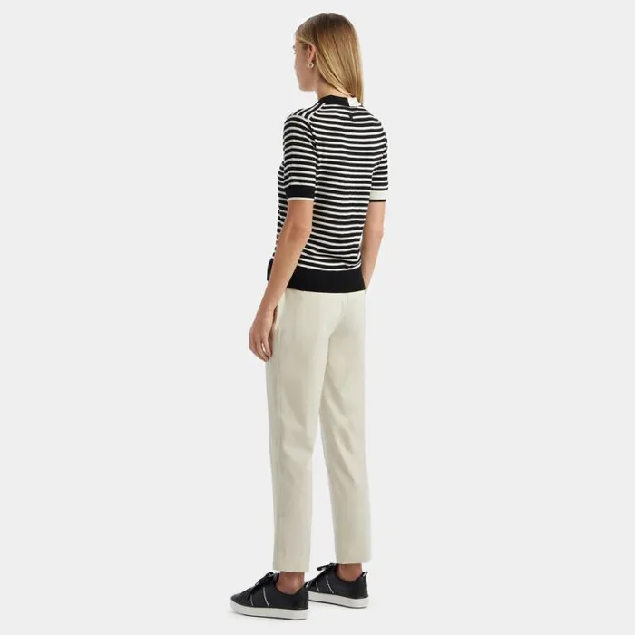 GFORE CONTRAST STRIPE MERINO WOOL SHORT SLEEVE SWEATER POLO Onyx Women Polos