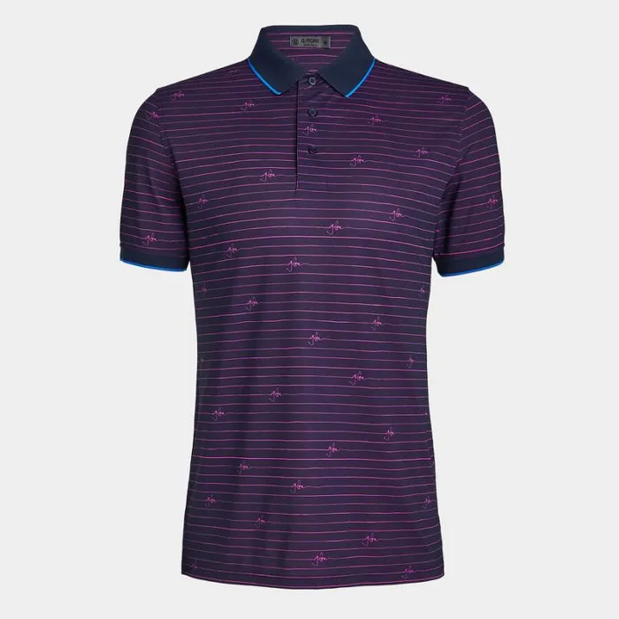 GFORE GFORE SCRIPT STRIPE BANDED SLEEVE TECH PIQU POLO Twilight Men Polos and Shirts