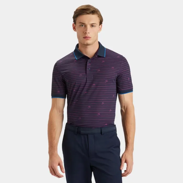 GFORE GFORE SCRIPT STRIPE BANDED SLEEVE TECH PIQU POLO Twilight Men Polos and Shirts