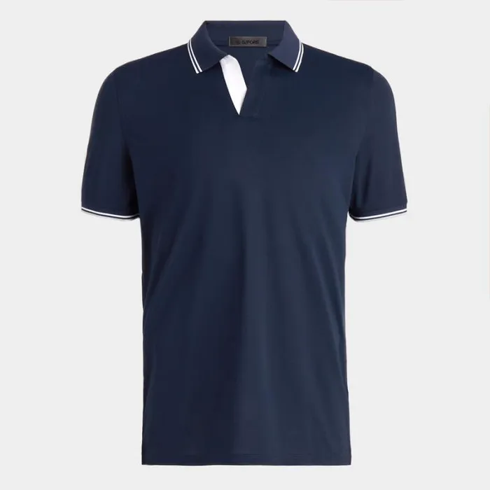 GFORE JOHNNY COLLAR TECH PIQU BANDED SLEEVE POLO Twilight Men Polos and Shirts