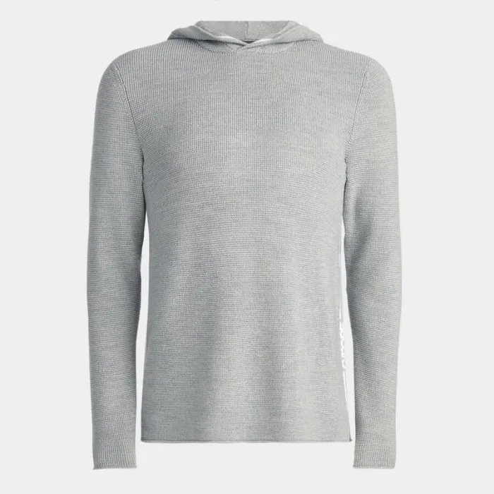 GFORE WAFFLE STITCH MERINO WOOL HOODED SWEATER Light Heather Grey Men Sweaters