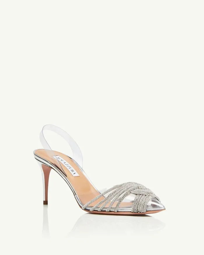 Gatsby Plexi Sling 75 Silver Women Aquazzura Bridal