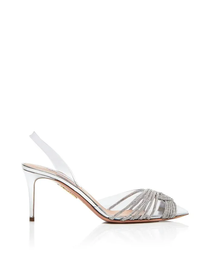 Gatsby Plexi Sling 75 Silver Women Aquazzura Bridal Gatsby Plexi Sling 75 Silver Women Aquazzura Bridal