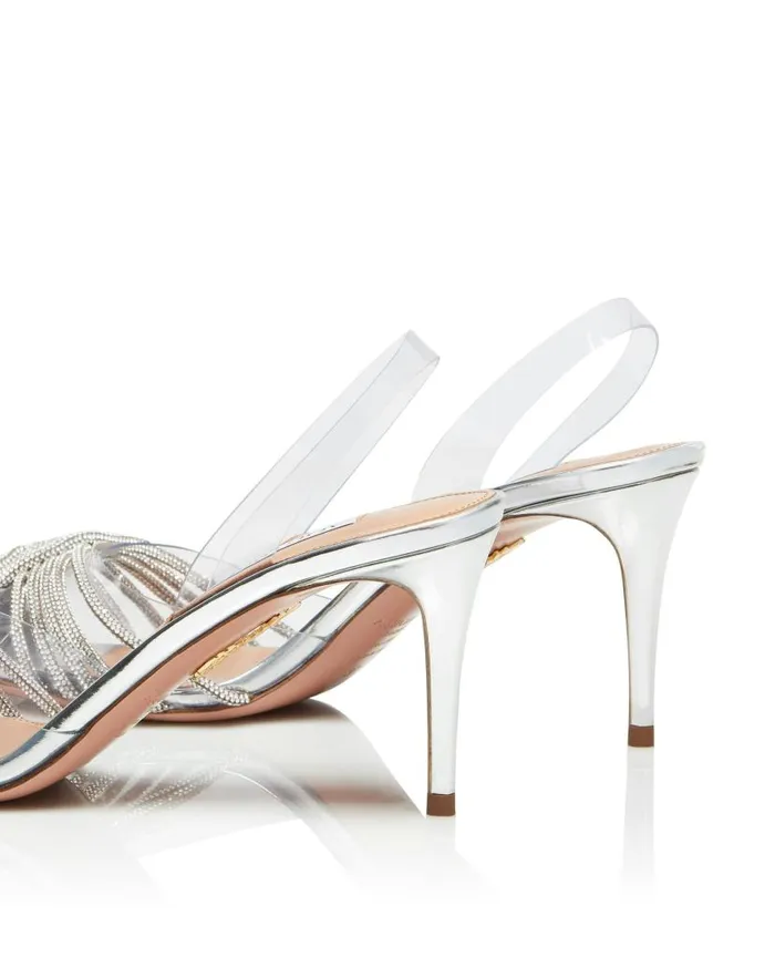 Gatsby Plexi Sling 75 Silver Women Aquazzura Bridal Gatsby Plexi Sling 75 Silver Women Aquazzura Bridal
