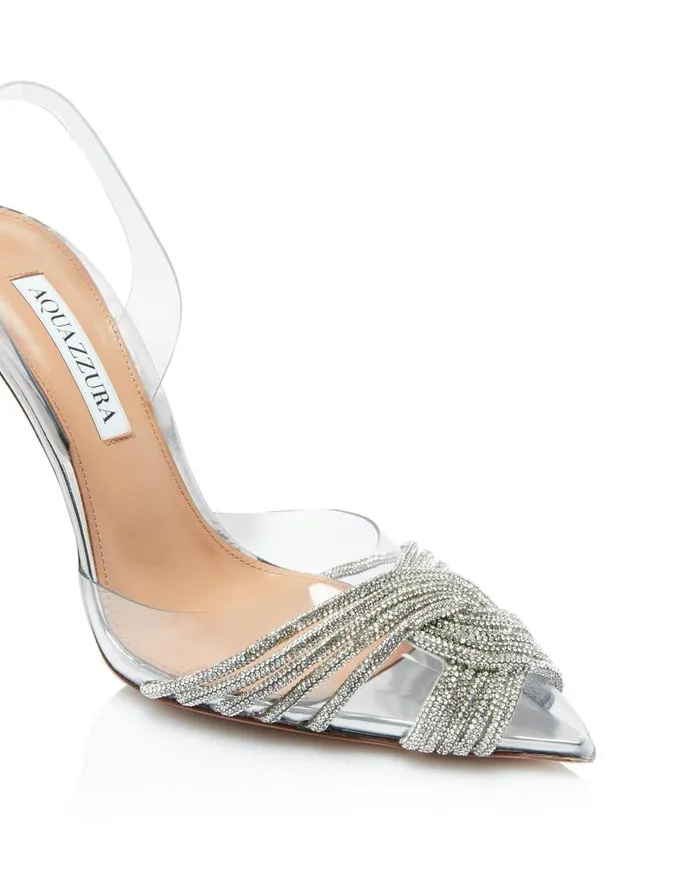 Gatsby Plexi Sling 75 Silver Women Aquazzura Bridal Gatsby Plexi Sling 75 Silver Women Aquazzura Bridal
