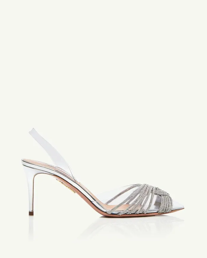 Gatsby Plexi Sling 75 Silver Women Aquazzura Bridal Gatsby Plexi Sling 75 Silver Women Aquazzura Bridal