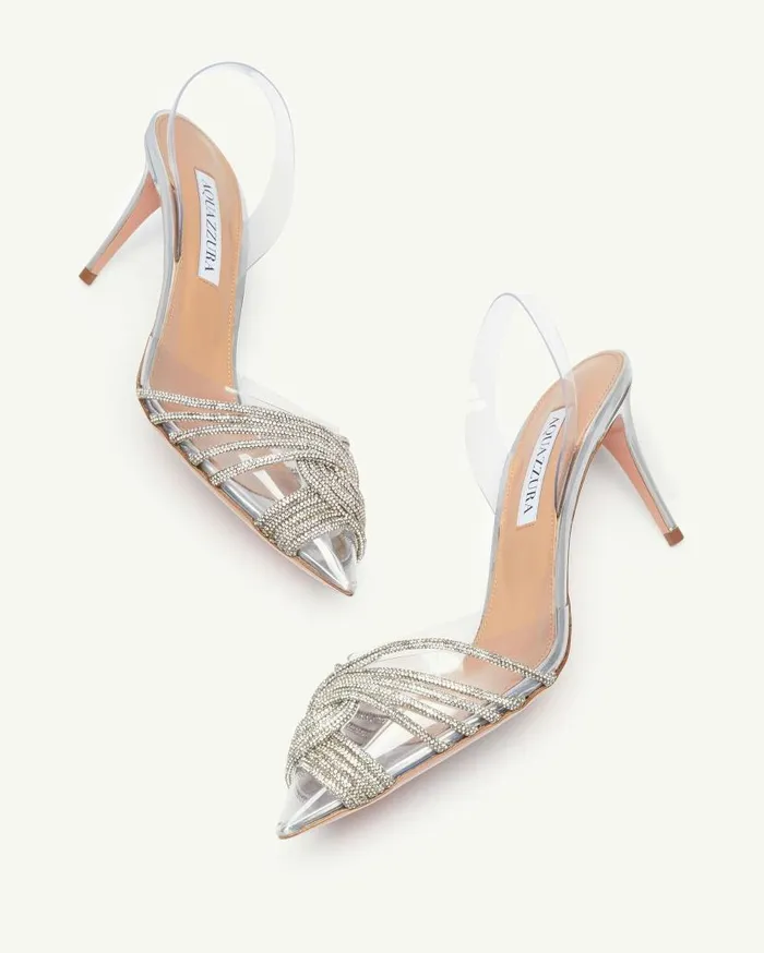 Gatsby Plexi Sling 75 Silver Women Aquazzura Bridal Gatsby Plexi Sling 75 Silver Women Aquazzura Bridal