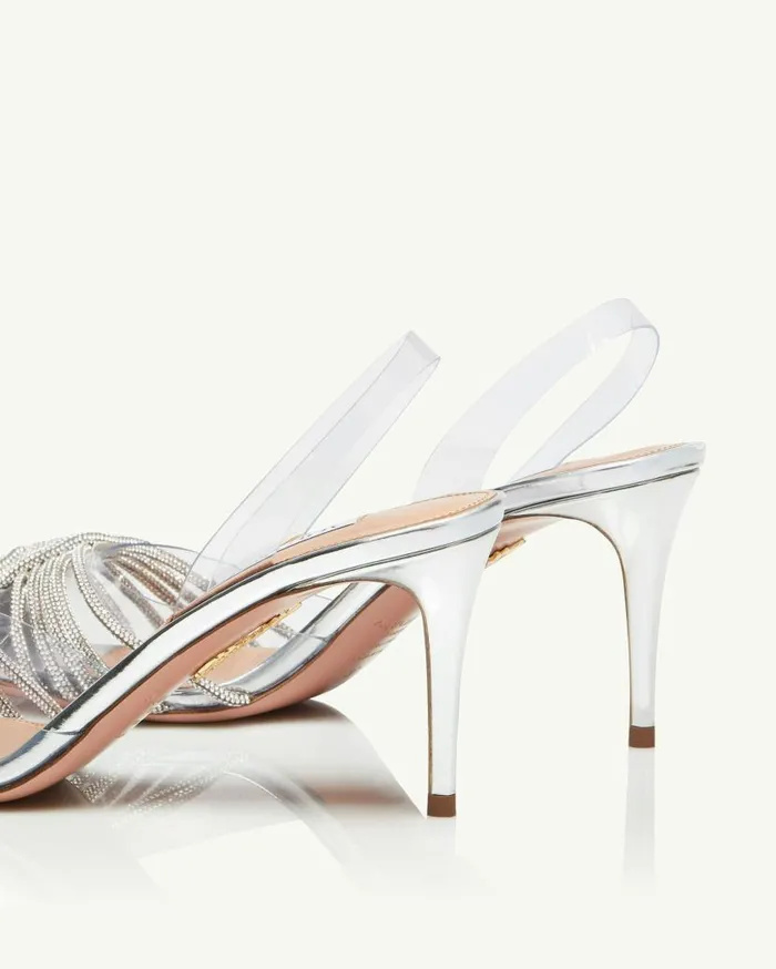 Gatsby Plexi Sling 75 Silver Women Aquazzura Bridal Gatsby Plexi Sling 75 Silver Women Aquazzura Bridal