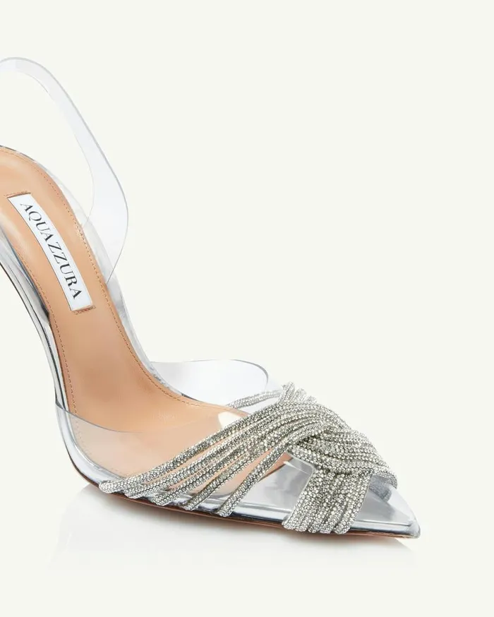 Gatsby Plexi Sling 75 Silver Women Aquazzura Bridal Gatsby Plexi Sling 75 Silver Women Aquazzura Bridal