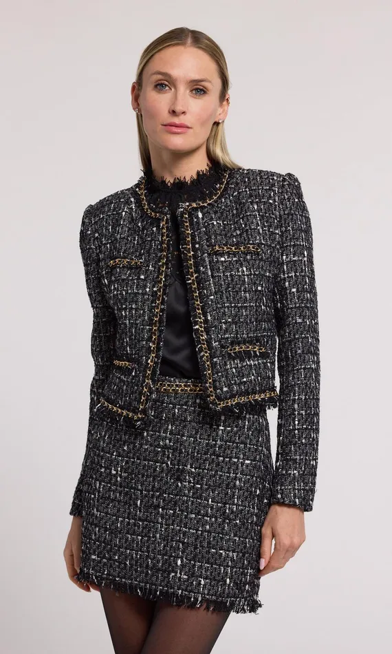 Generation Love Clothing Blazers and Jackets Serena Chain Tweed Blazer Grey Multi 8211 Women
