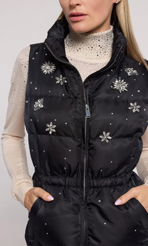 Generation Love Clothing Outerwear Jenia Crystal Puffer Vest Blackclear 8211 Women