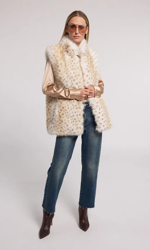 Generation Love Clothing Outerwear Mimi Leopard Faux Fur Vest Snow Leopard 8211 Women