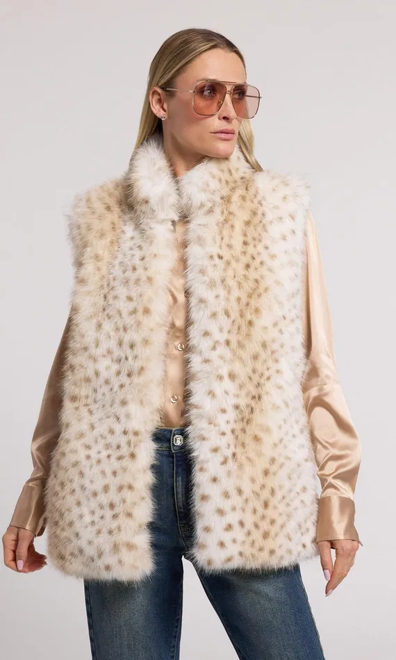 Generation Love Clothing Outerwear Mimi Leopard Faux Fur Vest Snow Leopard 8211 Women