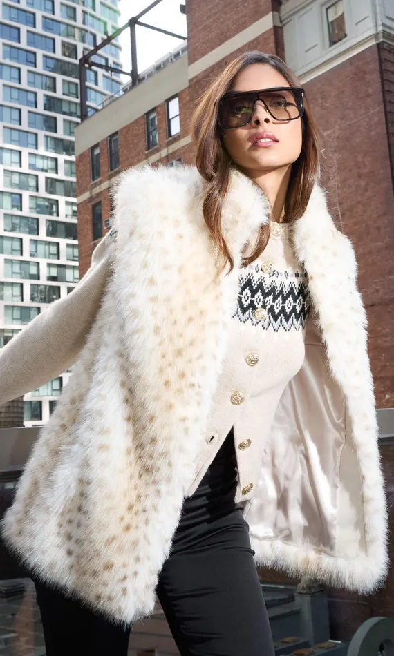 Generation Love Clothing Outerwear Mimi Leopard Faux Fur Vest Snow Leopard 8211 Women