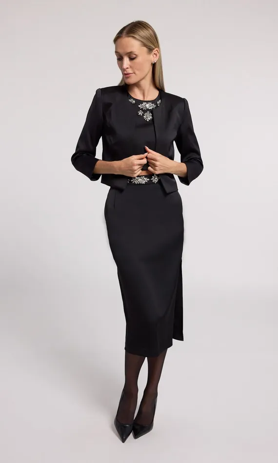 Generation Love Clothing Skirts Kori Crystal Embellished Satin Skirt Blackclear 8211 Women