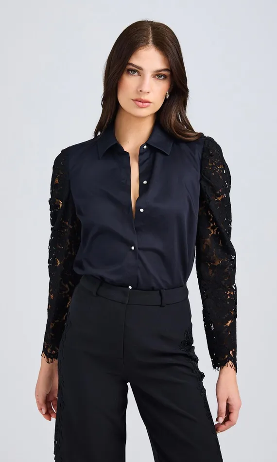 Generation Love Clothing Tops Pamela Lace Combo Shirt Black 8211 Women