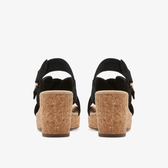 Giselle Dove Black Nubuck Women Clarks Sandals and Flip Flops