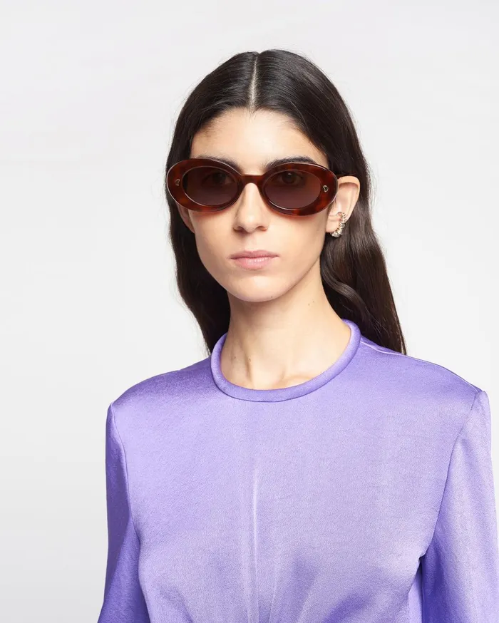 Giva BioPlastic Oval Sunglasses Light Turtle Women Nanushka Eyewear